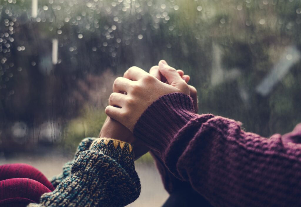 Happy couple holding hands